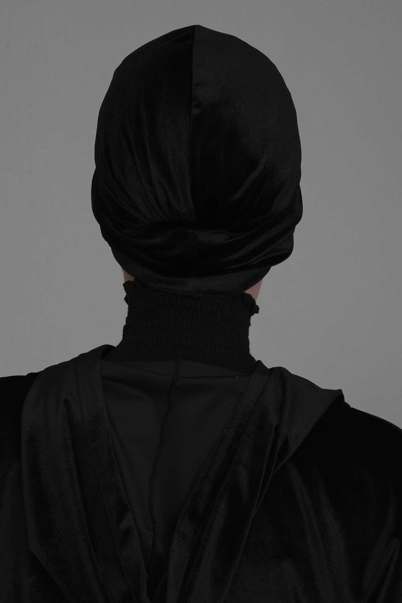 Velvet Maharajah-Style Instant Turban Hijab for Women, Elegant Pre-Tied Velvet Headwrap, Luxurious Lightweight Modest Hijab Headwear,B-4K