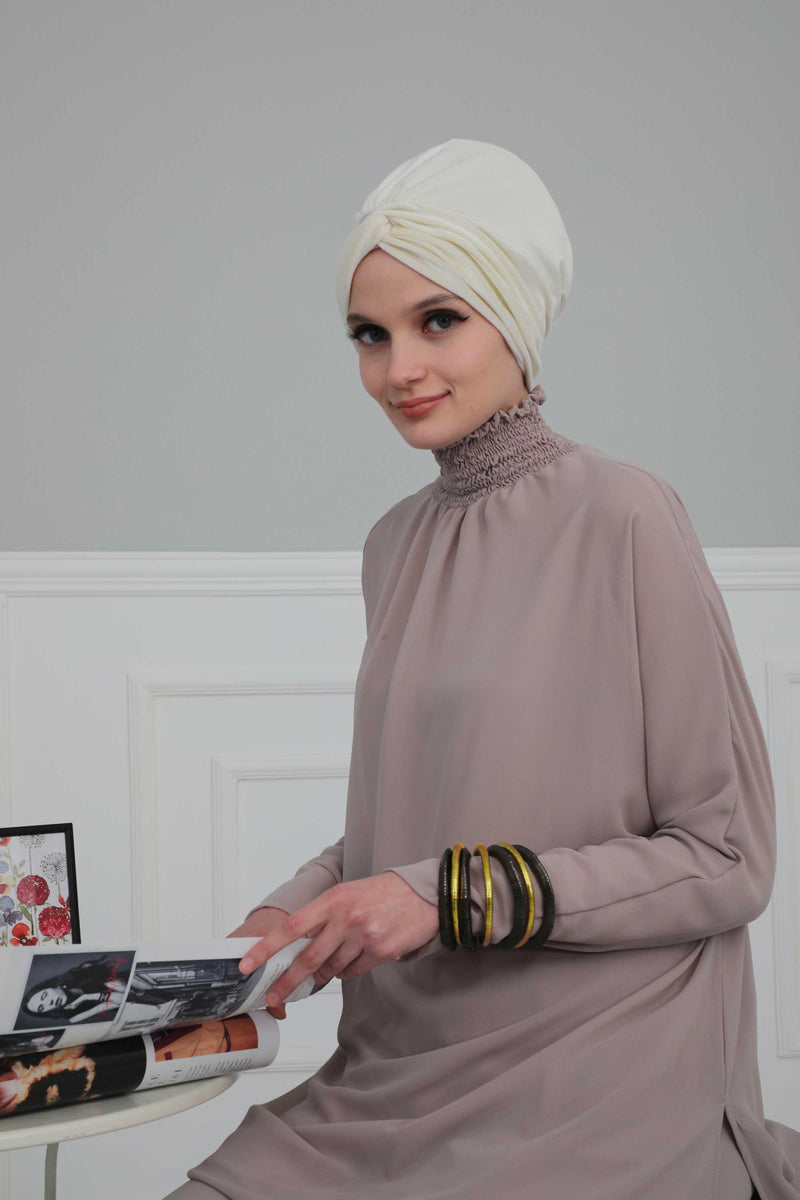 Velvet Maharajah-Style Instant Turban Hijab for Women, Elegant Pre-Tied Velvet Headwrap, Luxurious Lightweight Modest Hijab Headwear,B-4K