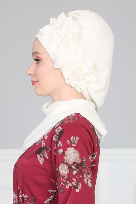 Mit Blumen-Accessoires Design Chiffon Instant Turban,HT-27