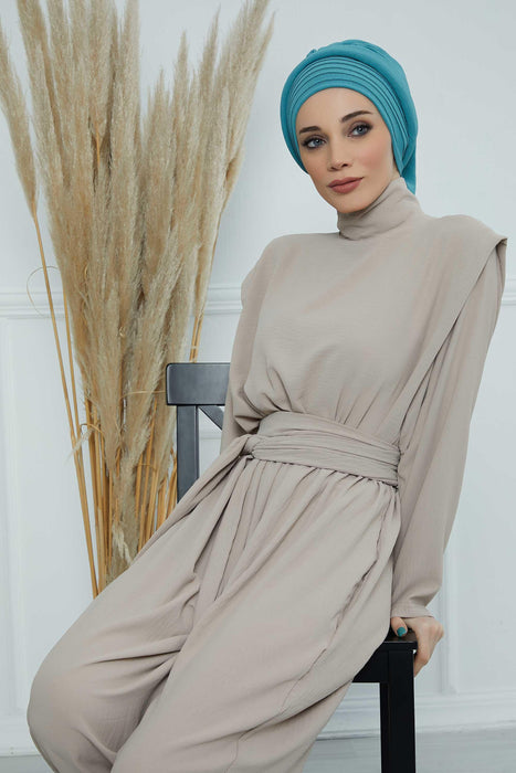 Instant Turban Hijab Pleated Lightweight Aerobin Scarf Head Turbans For Women Headwear Stylish Elegant Design Hear Wrap,HT-108A
