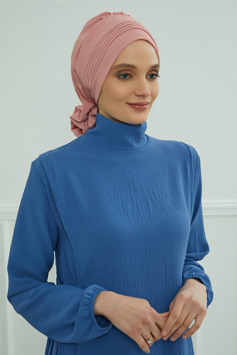 عمامة Aerobin الفورية الأنيقة، وشاح رأس سهل الالتفاف وجيد التهوية مع تفاصيل عقدة أنيقة، عمامة فورية خفيفة الوزن لأغطية الرأس النسائية، HT-31A