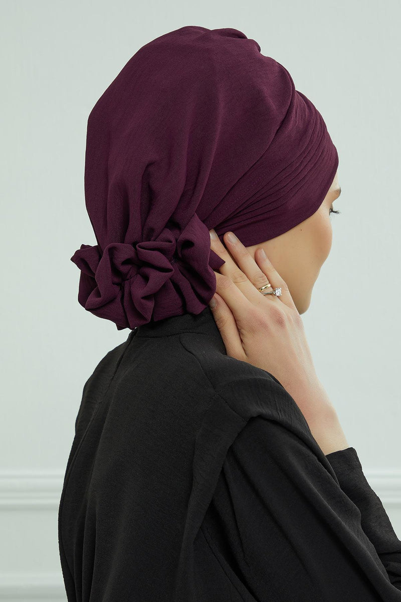 عمامة Aerobin الفورية الأنيقة، وشاح رأس سهل الالتفاف وجيد التهوية مع تفاصيل عقدة أنيقة، عمامة فورية خفيفة الوزن لأغطية الرأس النسائية، HT-31A