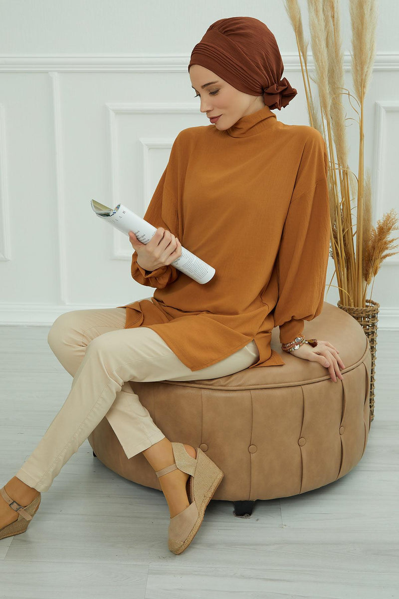 عمامة Aerobin الفورية الأنيقة، وشاح رأس سهل الالتفاف وجيد التهوية مع تفاصيل عقدة أنيقة، عمامة فورية خفيفة الوزن لأغطية الرأس النسائية، HT-31A