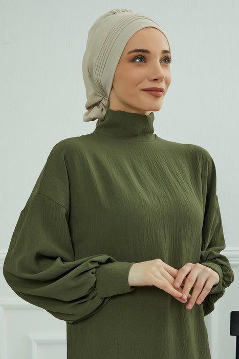 Chic Aerobin Instant Turban, Easy Wrap Breathable Head Scarf with Elegant Knot Detail, Lightweight Instant Turban For Women Headwear,HT-31A