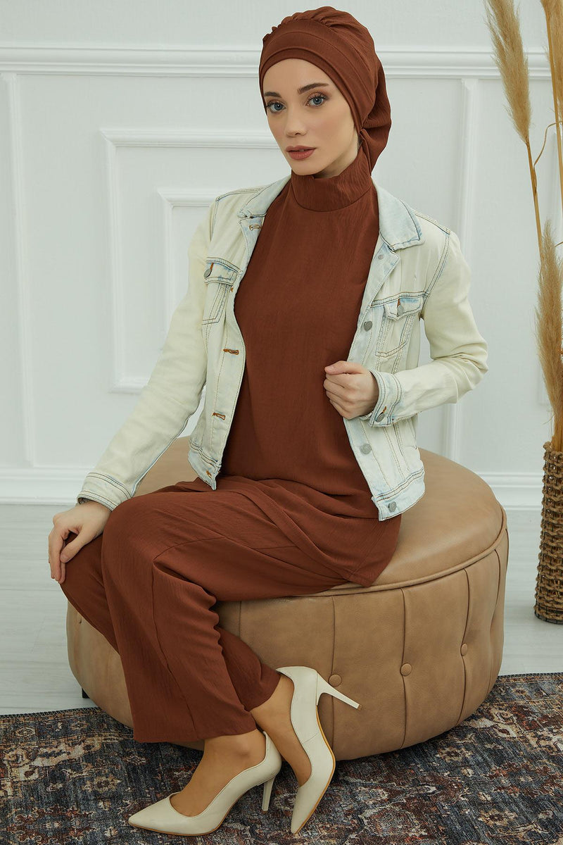 عمامة فورية خفيفة الوزن وشاح أيروبين للرأس للنساء أغطية رأس بتصميم أنيق وأنيق، HT-91