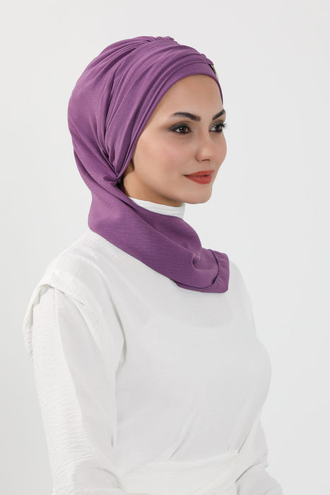 Instant-Turban, leichter Aerobin-Schal, Kopf-Turbane mit wunderschönem goldenen Accessoire für Damen, Kopfbedeckung, stilvolles, elegantes Design, HT-94