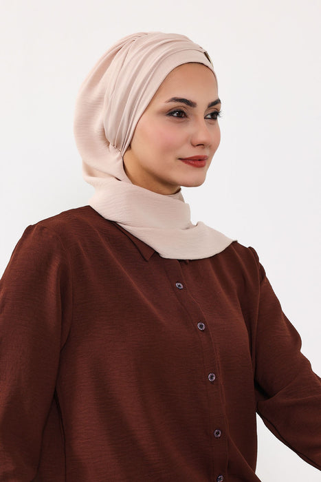 Instant-Turban, leichter Aerobin-Schal, Kopf-Turbane mit wunderschönem goldenen Accessoire für Damen, Kopfbedeckung, stilvolles, elegantes Design, HT-94