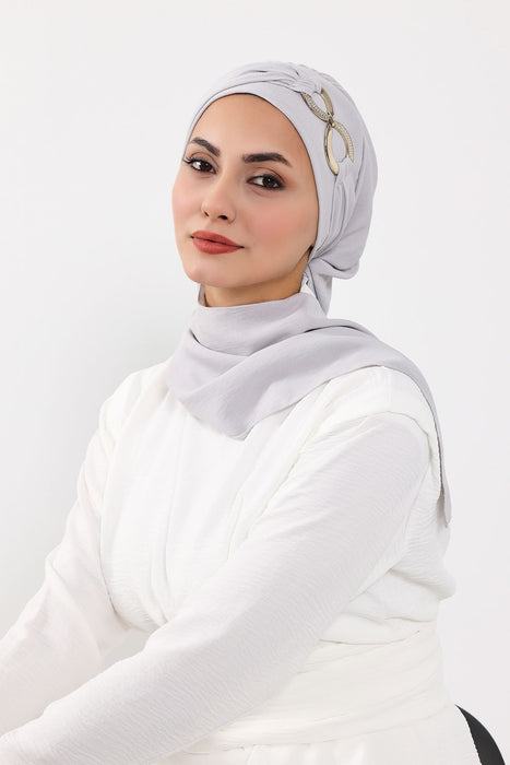 Instant-Turban, leichter Aerobin-Schal, Kopf-Turbane mit wunderschönem goldenen Accessoire für Damen, Kopfbedeckung, stilvolles, elegantes Design, HT-94