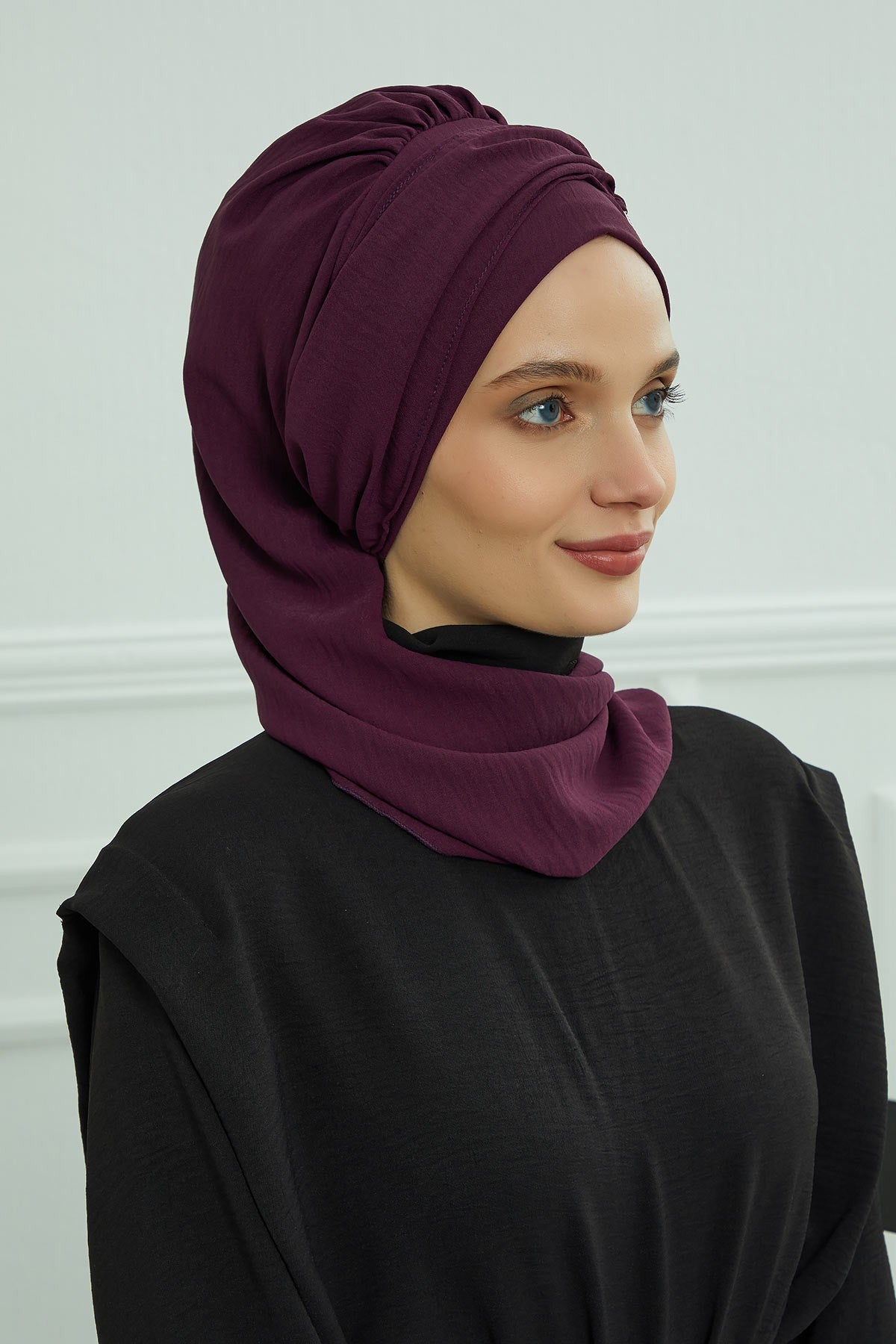 Instant Turban Lightweight Aerobin Scarf Head Turbans with Gorgeous Gold Accessory For Women Headwear Stylish Elegant Design,HT-94 Purple