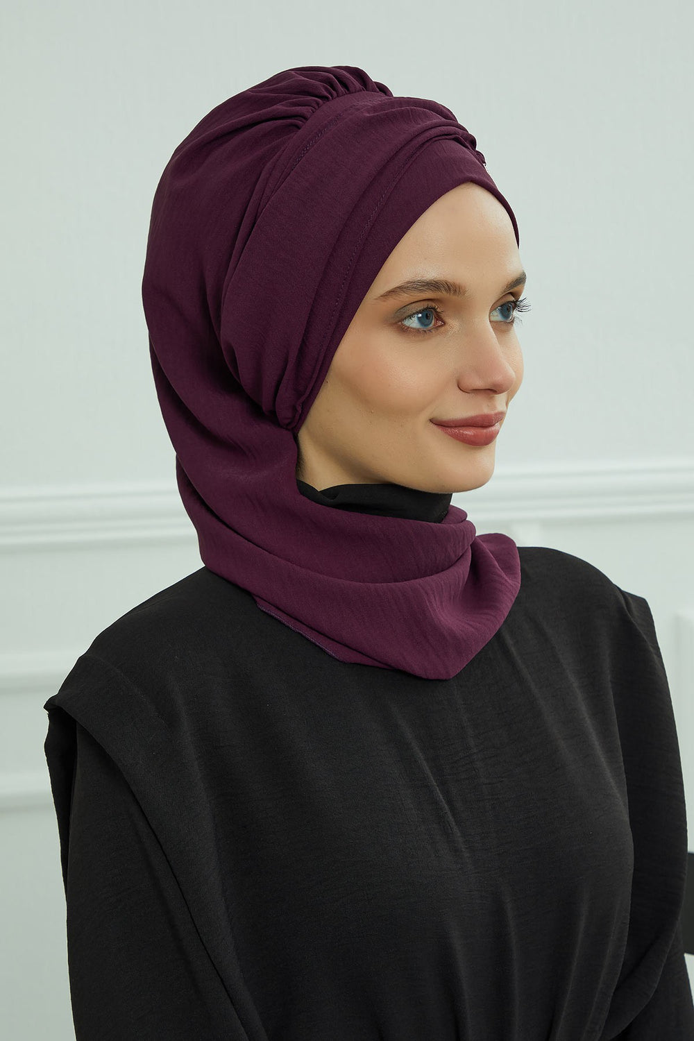 Instant Turban Lightweight Aerobin Scarf Head Turbans with Gorgeous Gold Accessory For Women Headwear Stylish Elegant Design,HT-94 Purple