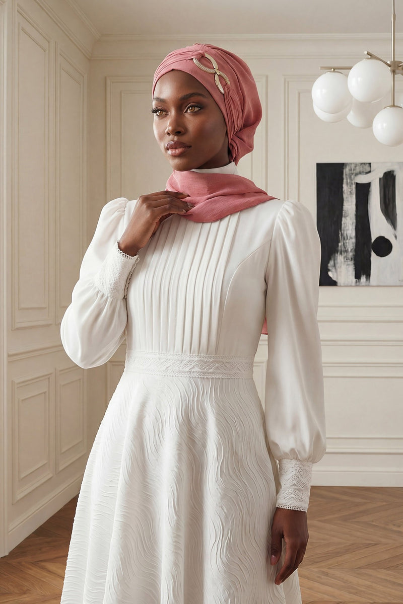 Instant Turban Lightweight Aerobin Scarf Head Turbans with Gorgeous Gold Accessory For Women Headwear Stylish Elegant Design,HT-94