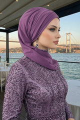 Instant Turban Lightweight Aerobin Scarf Head Turbans with Gorgeous Gold Accessory For Women Headwear Stylish Elegant Design,HT-94 Purple 2