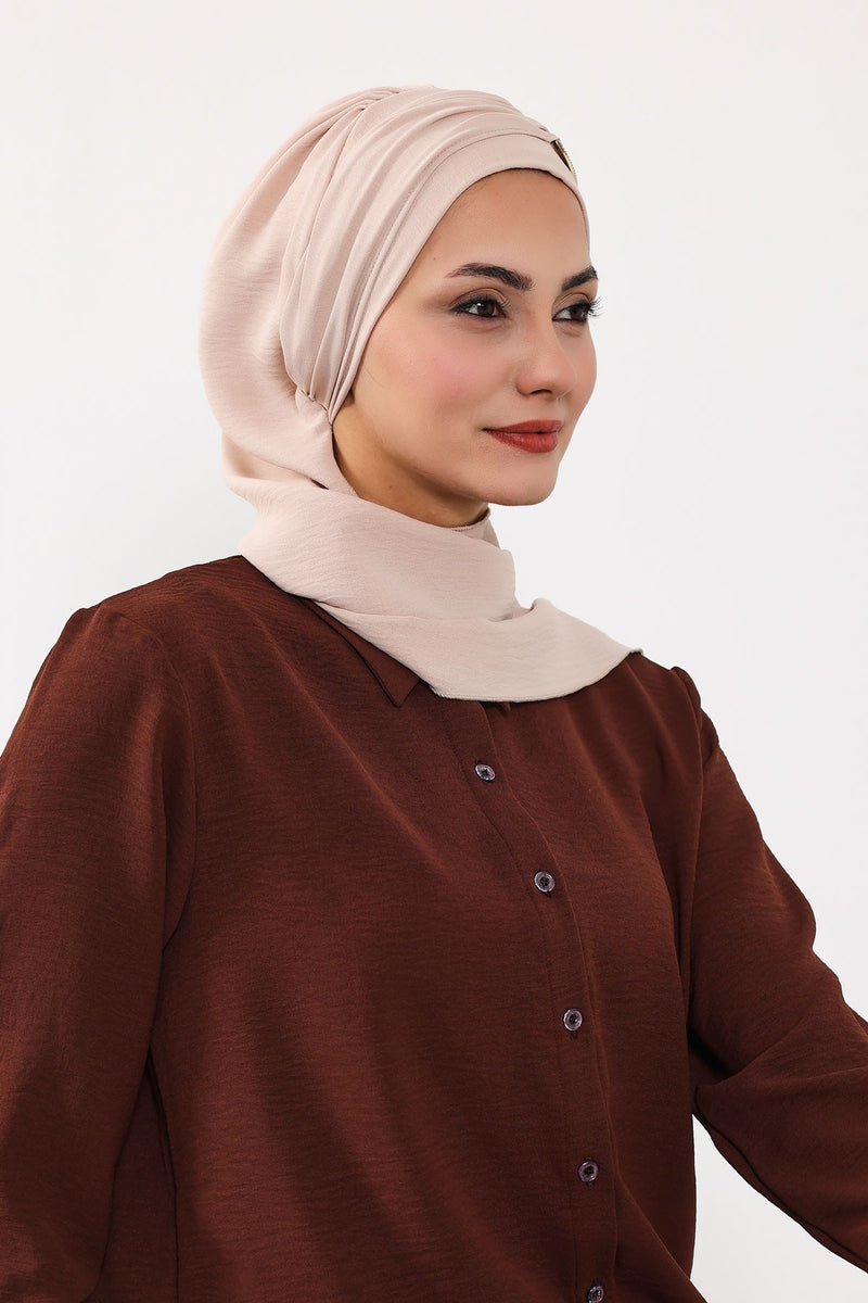 Instant Turban Lightweight Aerobin Scarf Head Turbans with Gorgeous Gold Accessory For Women Headwear Stylish Elegant Design,HT-94