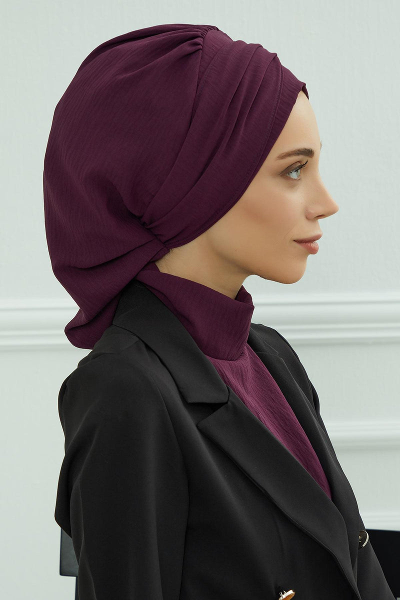 Instant-Turban, leichter Aerobin-Schal, Kopf-Turbane mit wunderschönem goldenen Accessoire für Damen, Kopfbedeckung, stilvolles, elegantes Design, HT-93
