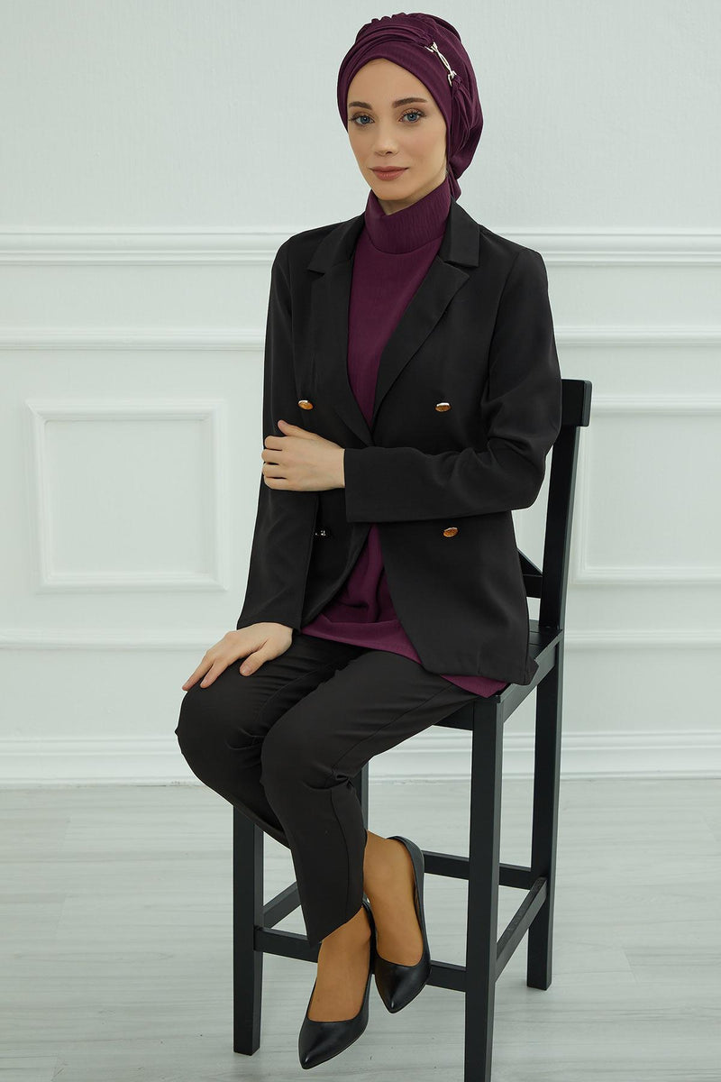 Instant-Turban, leichter Aerobin-Schal, Kopf-Turbane mit wunderschönem goldenen Accessoire für Damen, Kopfbedeckung, stilvolles, elegantes Design, HT-93