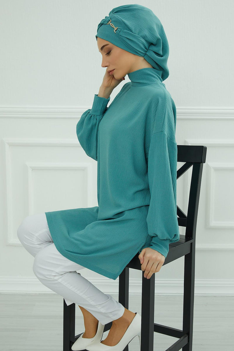 Instant-Turban, leichter Aerobin-Schal, Kopf-Turbane mit wunderschönem goldenen Accessoire für Damen, Kopfbedeckung, stilvolles, elegantes Design, HT-93