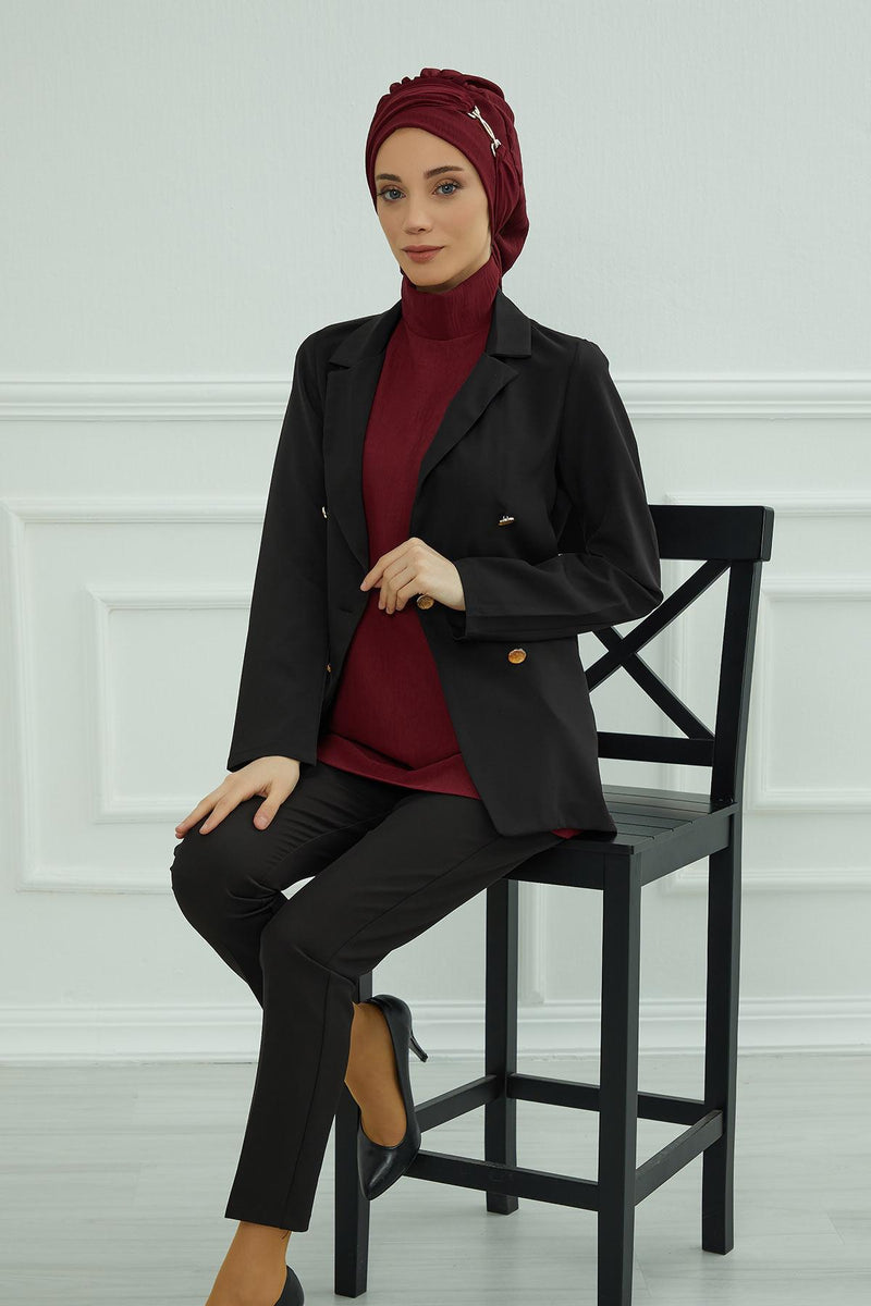 Instant-Turban, leichter Aerobin-Schal, Kopf-Turbane mit wunderschönem goldenen Accessoire für Damen, Kopfbedeckung, stilvolles, elegantes Design, HT-93