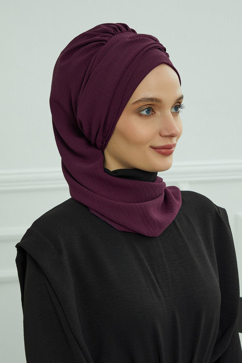 Instant-Turban, leichter Aerobin-Schal, Kopf-Turbane mit wunderschönem goldenen Accessoire für Damen, Kopfbedeckung, stilvolles, elegantes Design, HT-94