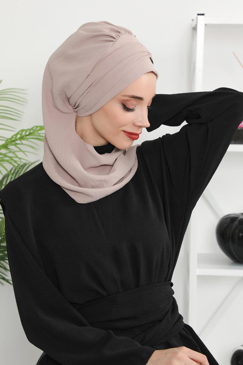 Instant-Turban, leichter Aerobin-Schal, Kopf-Turbane mit wunderschönem goldenen Accessoire für Damen, Kopfbedeckung, stilvolles, elegantes Design, HT-94