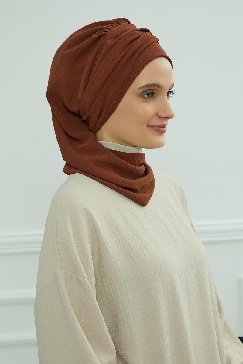 Instant-Turban, leichter Aerobin-Schal, Kopf-Turbane mit wunderschönem goldenen Accessoire für Damen, Kopfbedeckung, stilvolles, elegantes Design, HT-94