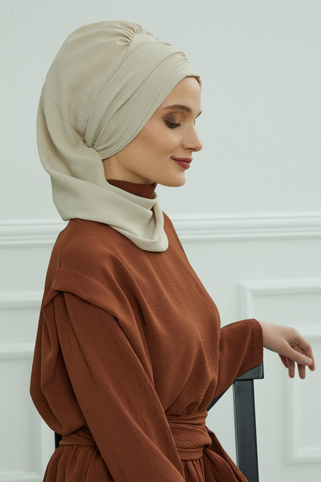 Instant-Turban, leichter Aerobin-Schal, Kopf-Turbane mit wunderschönem goldenen Accessoire für Damen, Kopfbedeckung, stilvolles, elegantes Design, HT-94