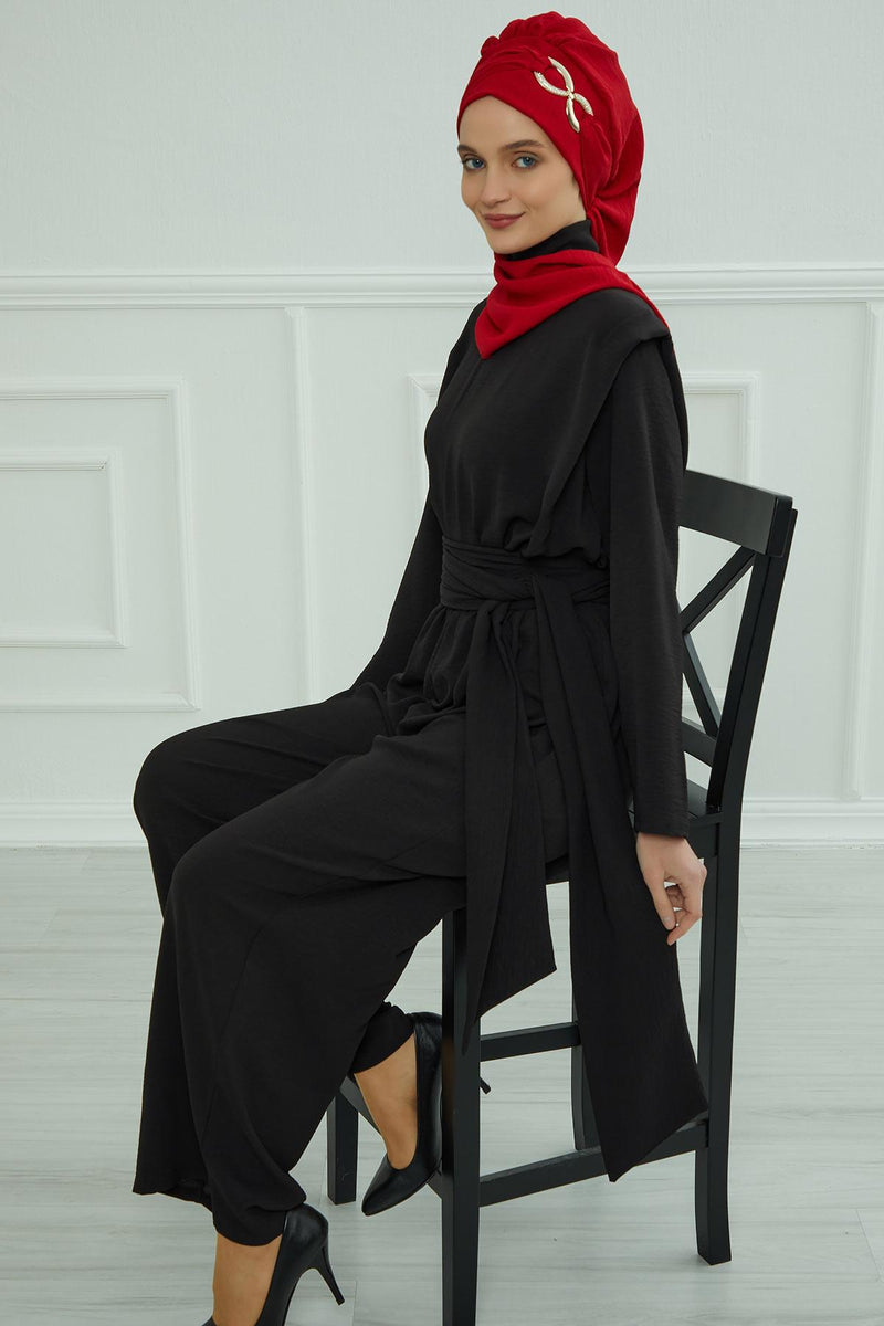 Instant-Turban, leichter Aerobin-Schal, Kopf-Turbane mit wunderschönem goldenen Accessoire für Damen, Kopfbedeckung, stilvolles, elegantes Design, HT-94