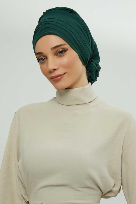 Chiffon Instant Turban with Cross-Stitch Tie Detail, Fashionable Adjustable Pre-Tied Headscarf Head Covering for Effortless Style,HT-30