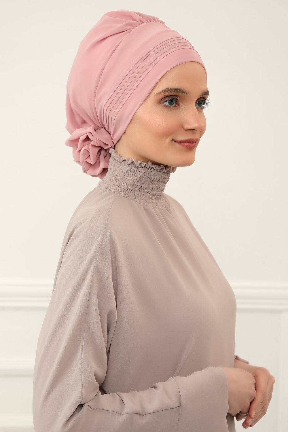 Instant Turban Lightweight Chiffon Scarf Head Turbans For Women Headwear Stylish Elegant Design Pleated Design Chiffon Turban,HT-31 Powder