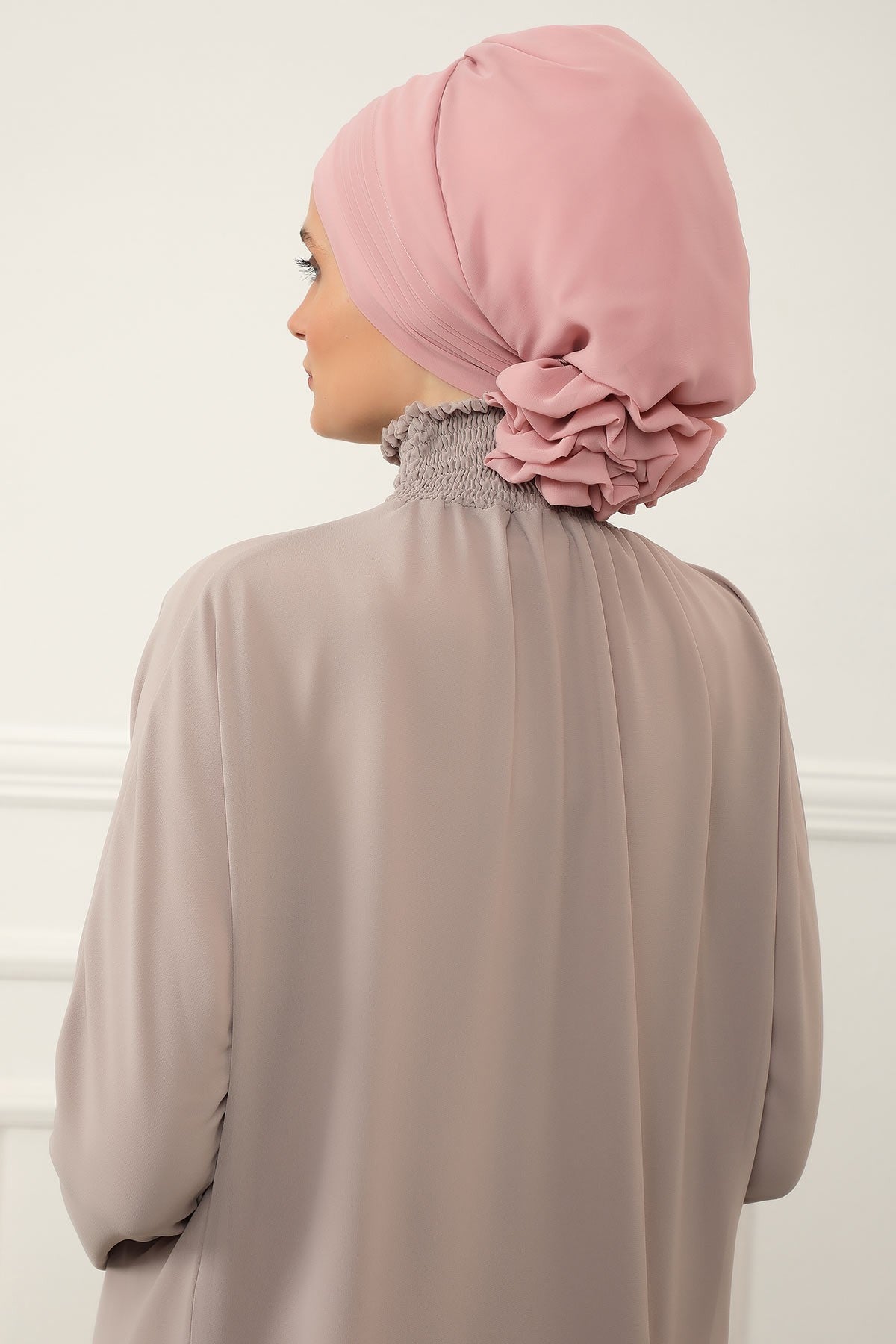Instant Turban Lightweight Chiffon Scarf Head Turbans For Women Headwear Stylish Elegant Design Pleated Design Chiffon Turban,HT-31 Powder