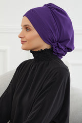 Instant Turban Lightweight Chiffon Scarf Head Turbans For Women Headwear Stylish Elegant Design Pleated Design Chiffon Turban,HT-31 Purple