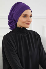 Instant Turban Lightweight Chiffon Scarf Head Turbans For Women Headwear Stylish Elegant Design Pleated Design Chiffon Turban,HT-31 Purple