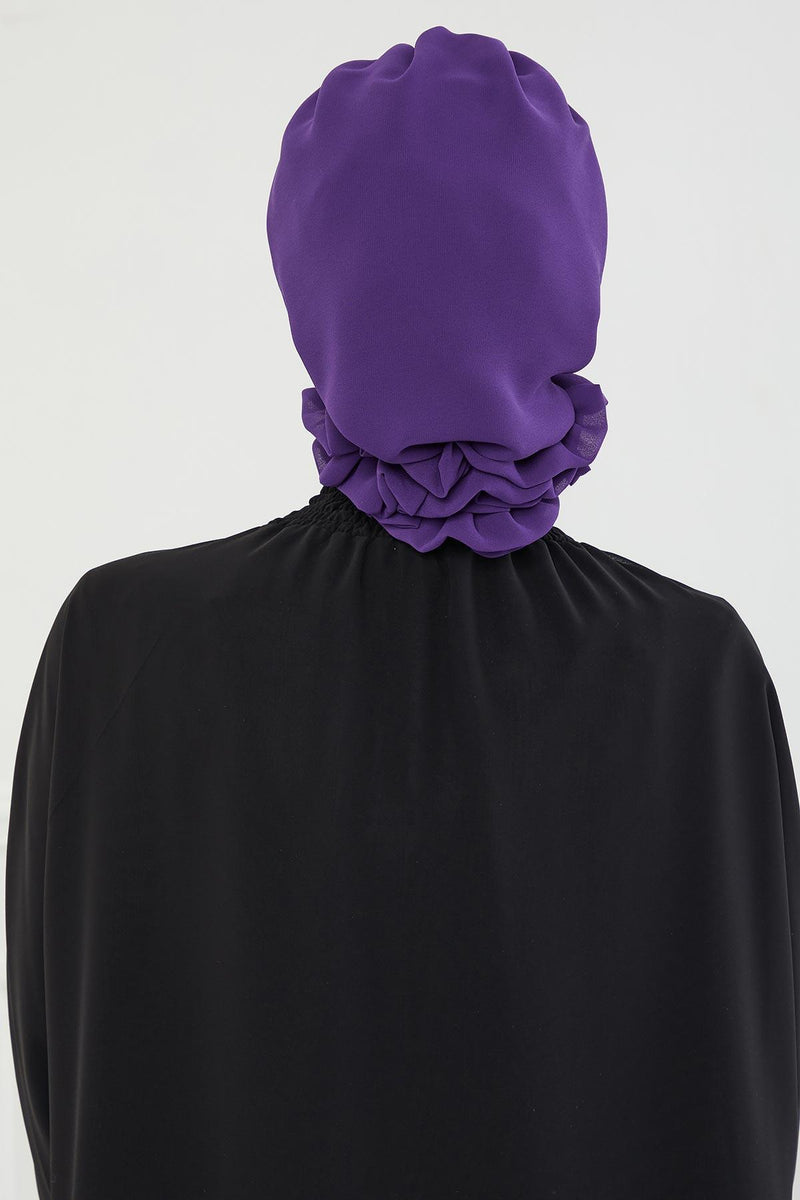 Instant Turban Lightweight Chiffon Scarf Head Turbans For Women Headwear Stylish Elegant Design Pleated Design Chiffon Turban,HT-31 Damson