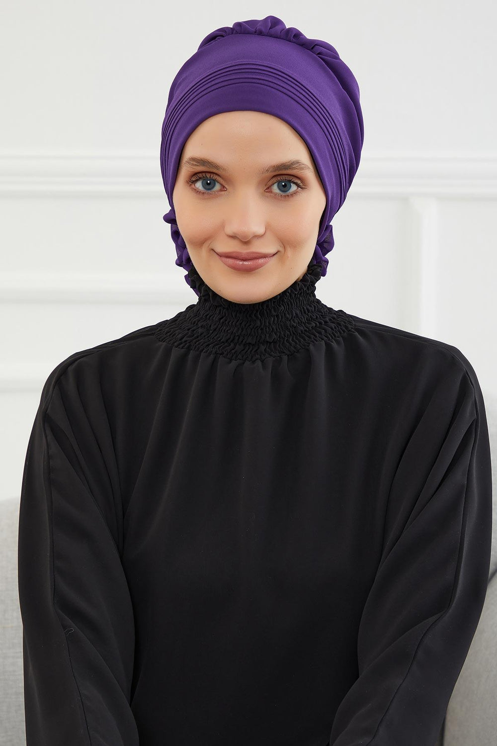 Instant Turban Lightweight Chiffon Scarf Head Turbans For Women Headwear Stylish Elegant Design Pleated Design Chiffon Turban,HT-31 Purple
