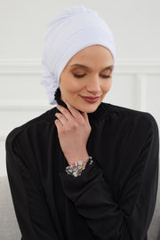 Instant Turban Lightweight Chiffon Scarf Head Turbans For Women Headwear Stylish Elegant Design Pleated Design Chiffon Turban,HT-31 White