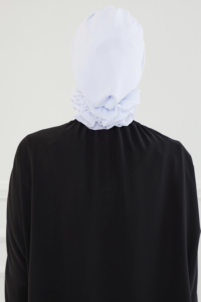 Instant Turban Lightweight Chiffon Scarf Head Turbans For Women Headwear Stylish Elegant Design Pleated Design Chiffon Turban,HT-31 White