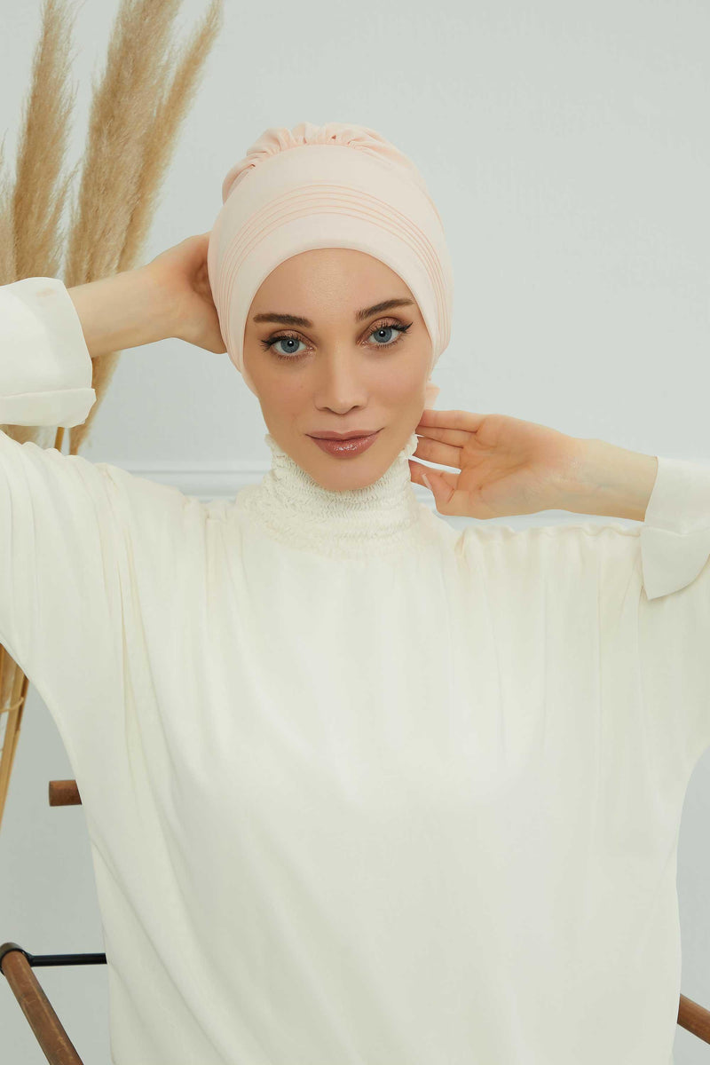 Instant Turban Lightweight Chiffon Scarf Head Turbans For Women Headwear Stylish Elegant Design Pleated Design Chiffon Turban,HT-31 Mink