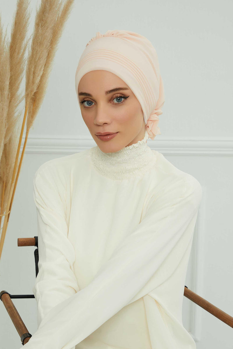 Instant Turban Lightweight Chiffon Scarf Head Turbans For Women Headwear Stylish Elegant Design Pleated Design Chiffon Turban,HT-31 Mink