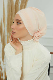 Instant Turban Lightweight Chiffon Scarf Head Turbans For Women Headwear Stylish Elegant Design Pleated Design Chiffon Turban,HT-31 Mink