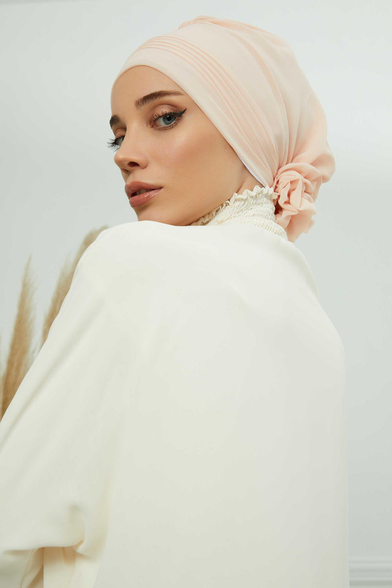 Instant Turban Lightweight Chiffon Scarf Head Turbans For Women Headwear Stylish Elegant Design Pleated Design Chiffon Turban,HT-31 Mink