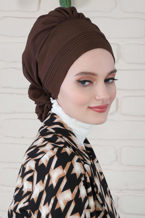 Instant Turban Lightweight Chiffon Scarf Head Turbans For Women Headwear Stylish Elegant Design Pleated Design Chiffon Turban,HT-31