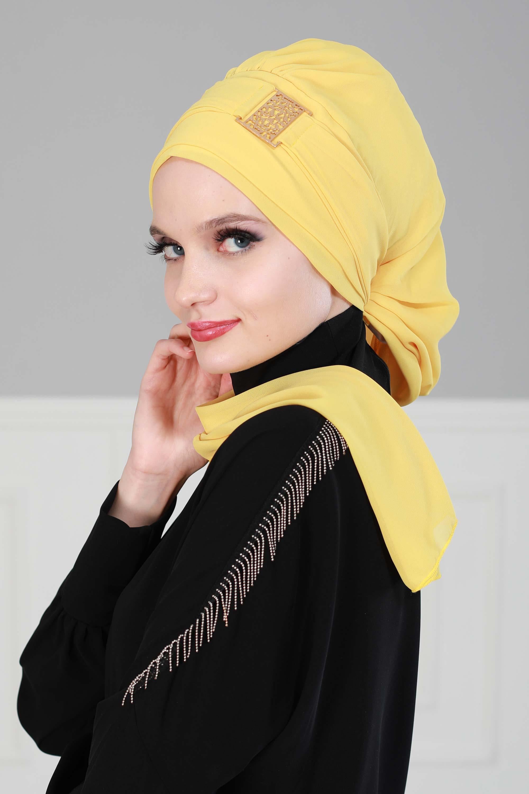 Chiffon Instant Turban with Gold Leopard Pattern Accessory, Adjustable Instant Turban Headscarf for Women, Pre-Tied Turban Hijab Cover,HT-11 Baby Blue