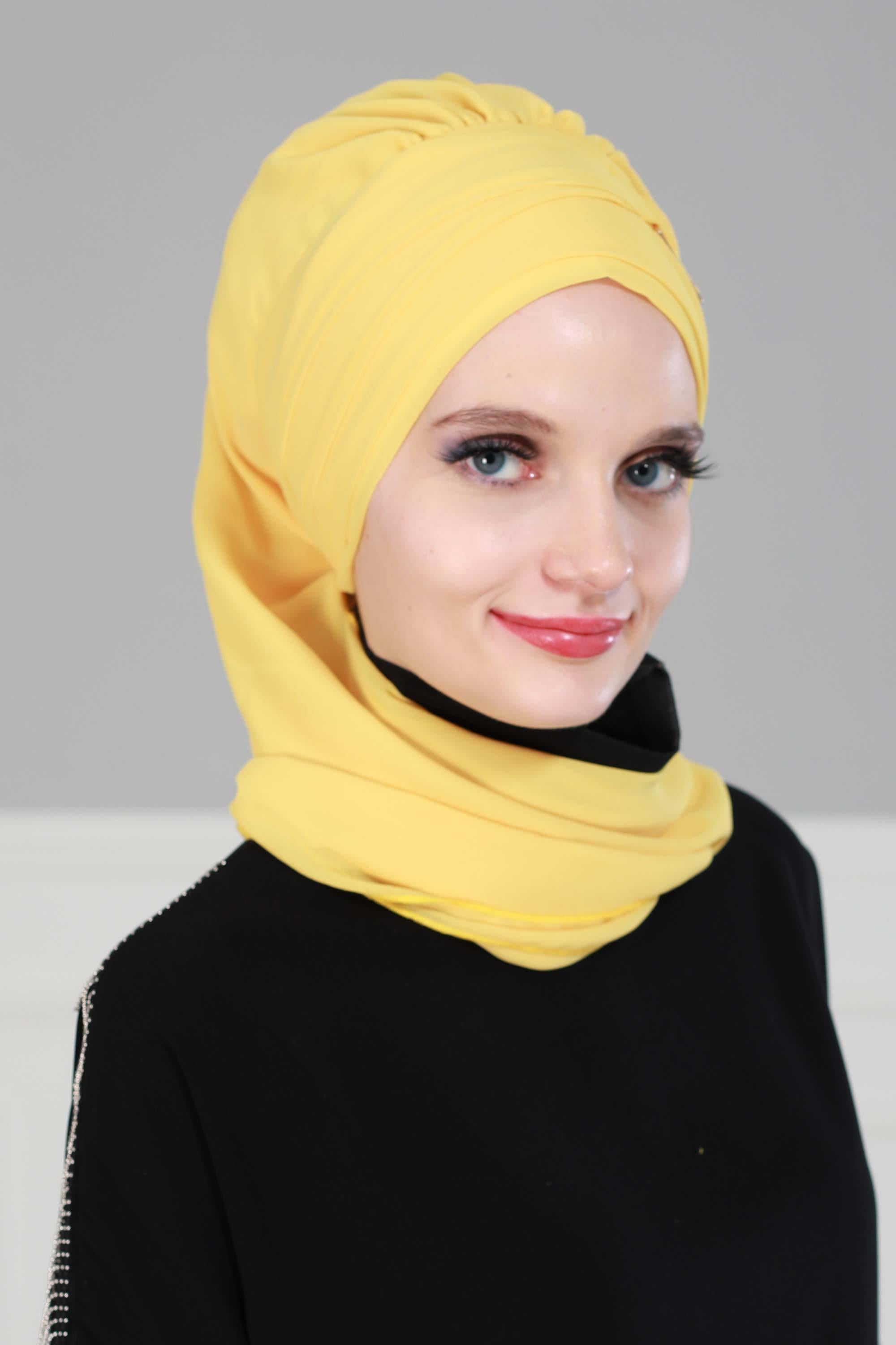 Chiffon Instant Turban with Gold Leopard Pattern Accessory, Adjustable Instant Turban Headscarf for Women, Pre-Tied Turban Hijab Cover,HT-11 Baby Blue