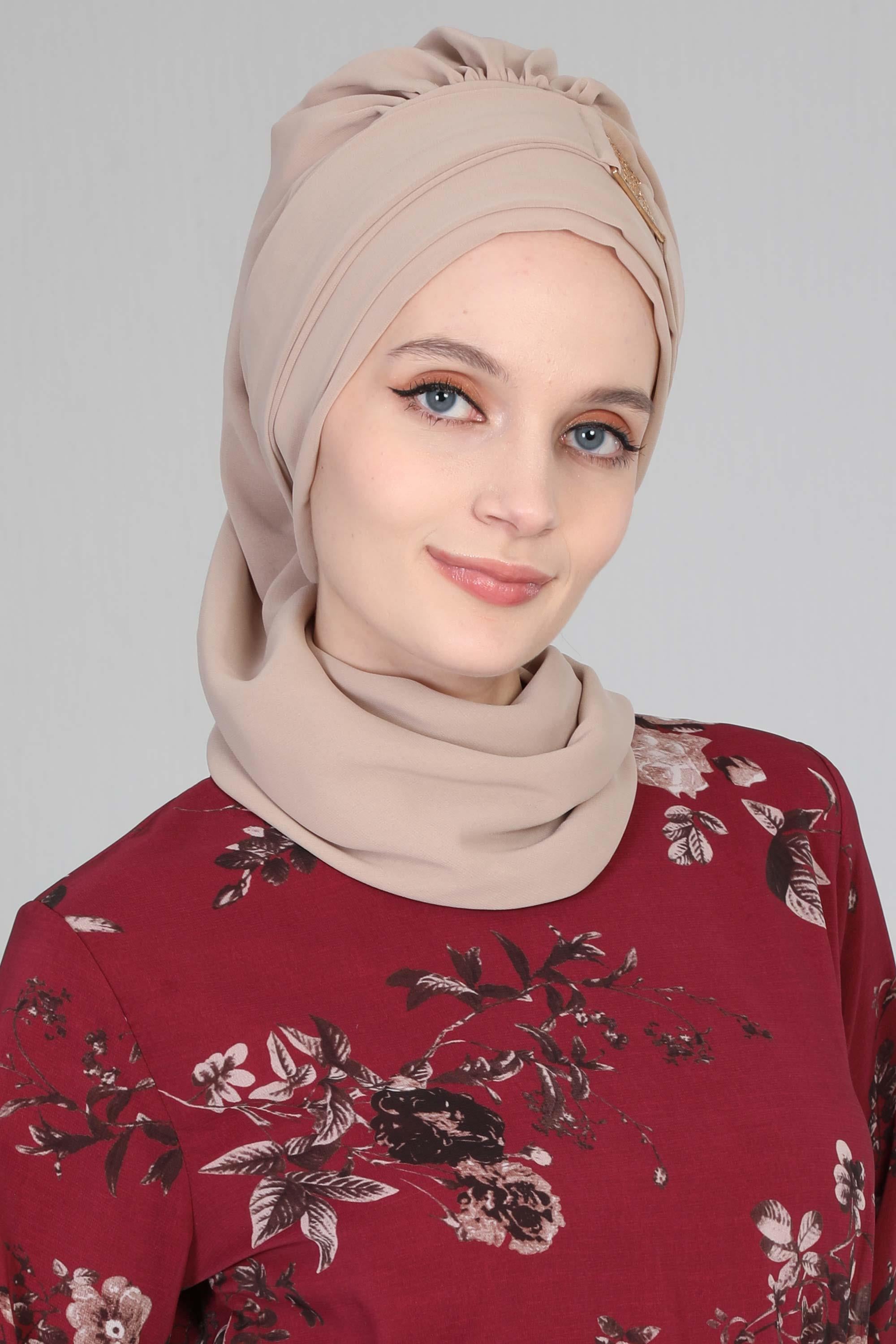 Chiffon Instant Turban with Gold Leopard Pattern Accessory, Adjustable Instant Turban Headscarf for Women, Pre-Tied Turban Hijab Cover,HT-11 Baby Blue