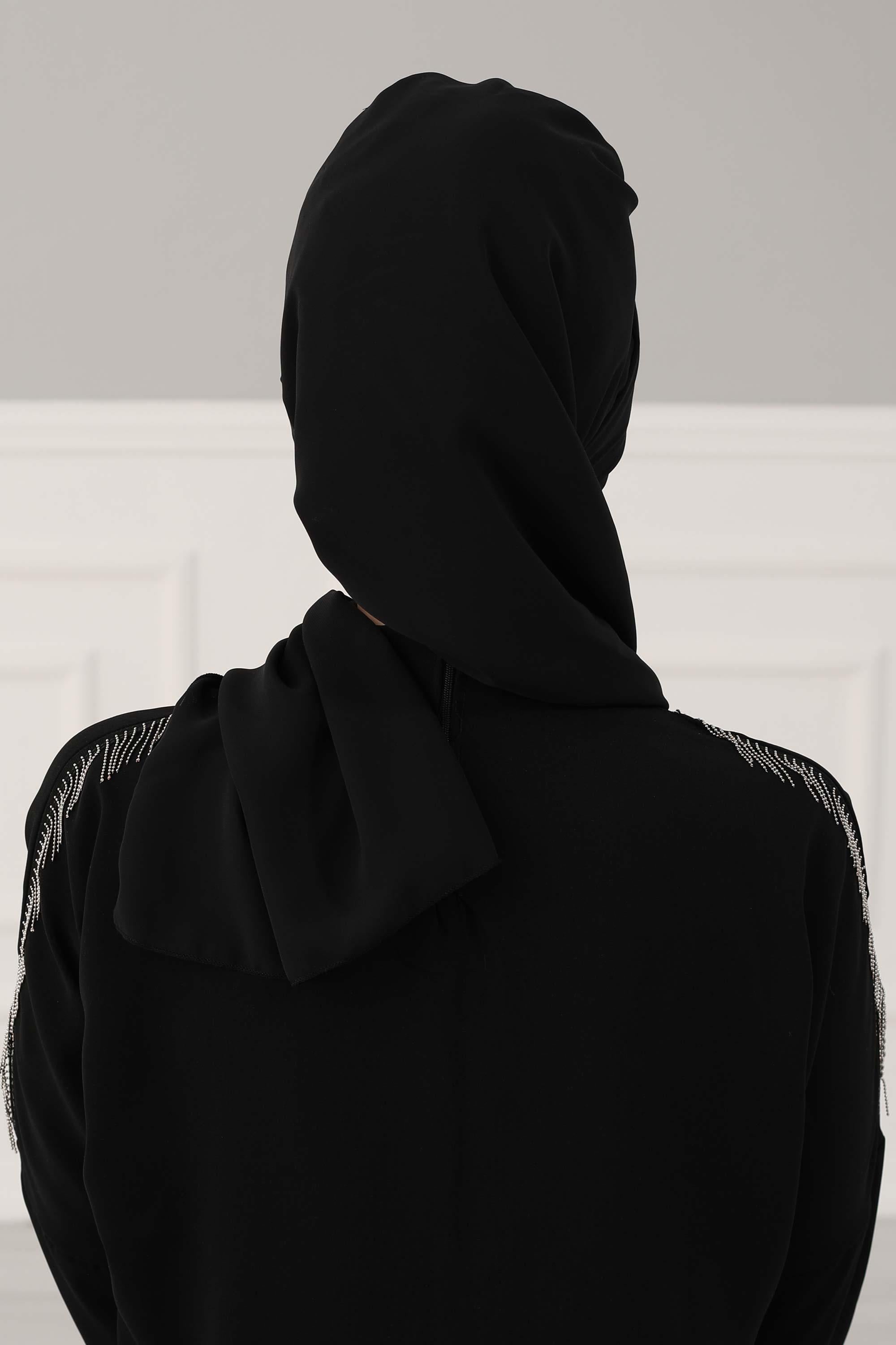 Stylish Instant Turban with Elegant Gold Chain Detail made from High Quality Chiffon Fabric, Breathable Headscarf Turban For Women,HT-28 Black