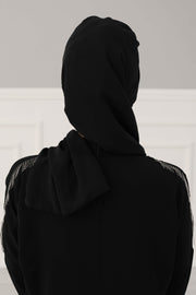 Stylish Instant Turban with Elegant Gold Chain Detail made from High Quality Chiffon Fabric, Breathable Headscarf Turban For Women,HT-28 Black