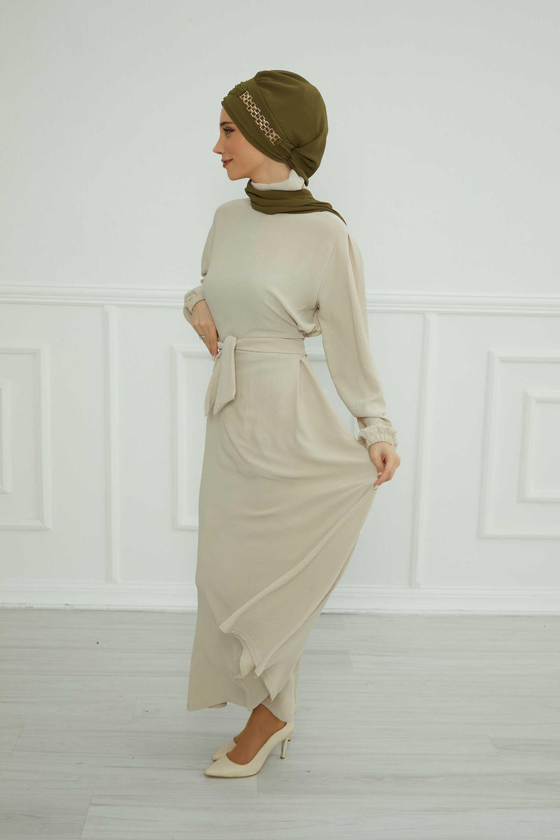 Stylish Instant Turban with Elegant Gold Chain Detail made from High Quality Chiffon Fabric, Breathable Headscarf Turban For Women,HT-28 Army Green