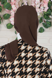 Stylish Instant Turban with Elegant Gold Chain Detail made from High Quality Chiffon Fabric, Breathable Headscarf Turban For Women,HT-28 Brown