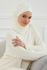 Instant Turban Lightweight Chiffon Scarf Head Turbans For Women with Unique Stone Accessories Headwear Stylish Elegant Design,HT-51 Ivory