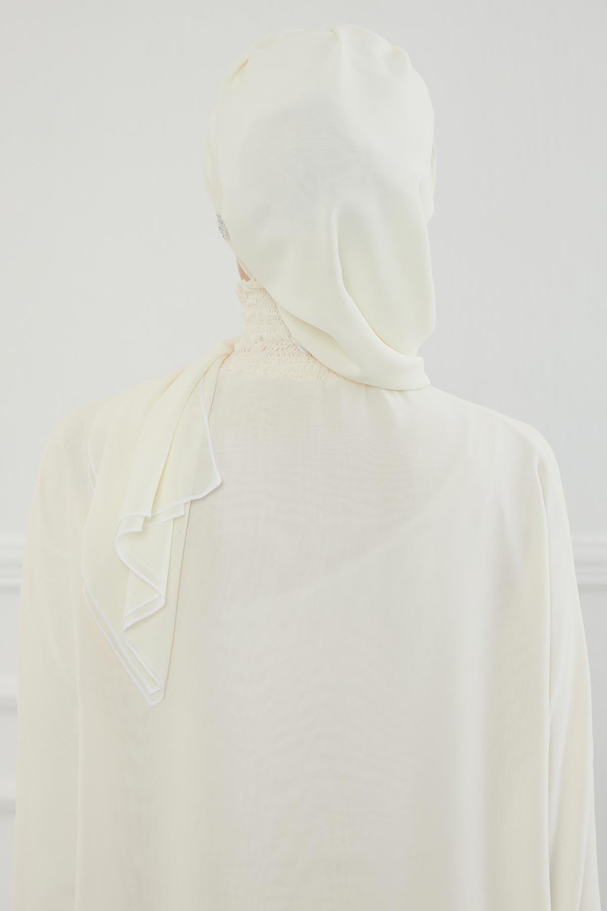 Instant Turban Lightweight Chiffon Scarf Head Turbans For Women with Unique Stone Accessories Headwear Stylish Elegant Design,HT-51 Ivory