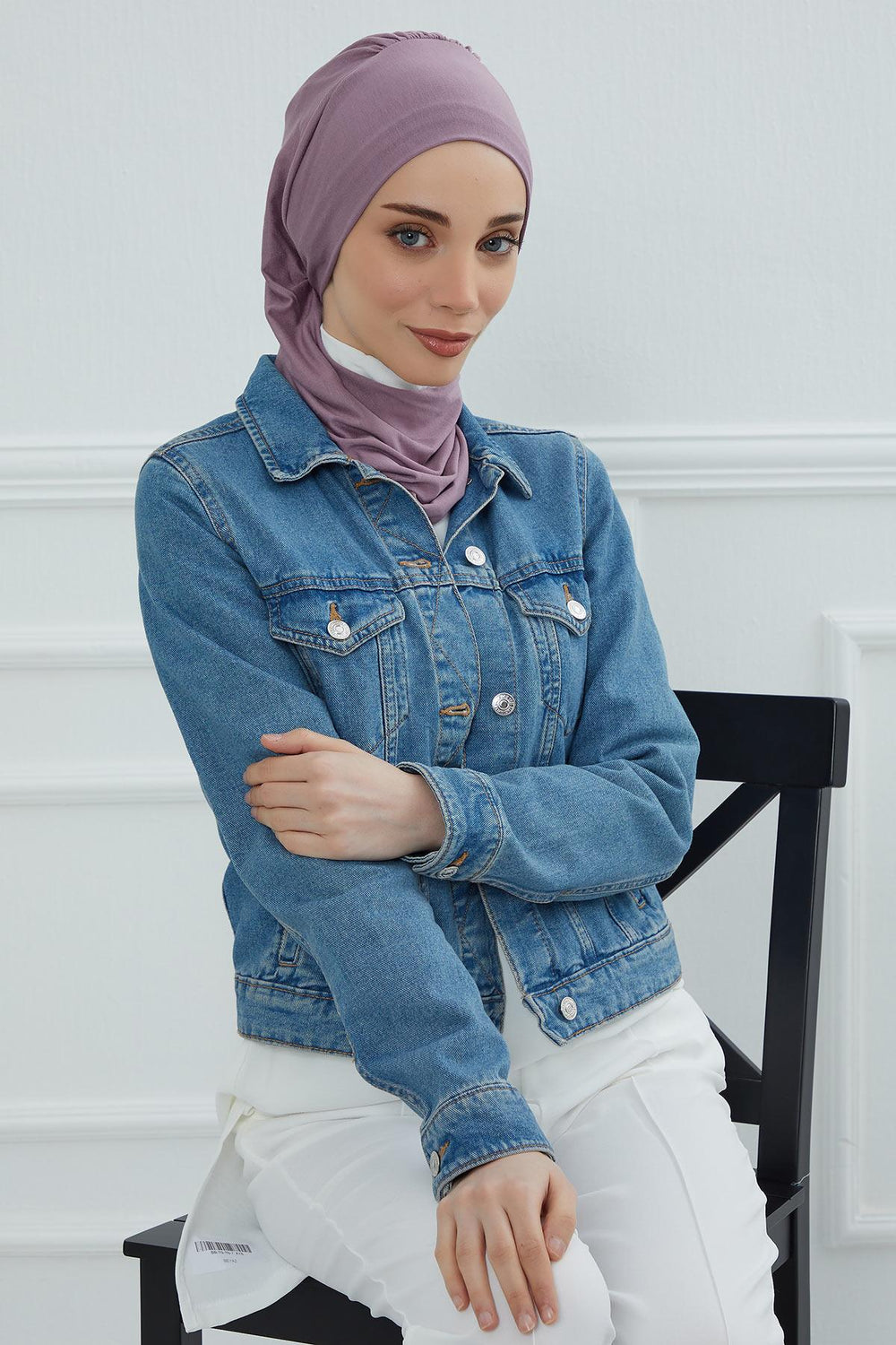 Ready to Wear Cotton Hijab Turban, Lightweight Pre-Tied Headscarf with Lycra, Easy Slip-On Modest Head Cover,HT-96 Lilac